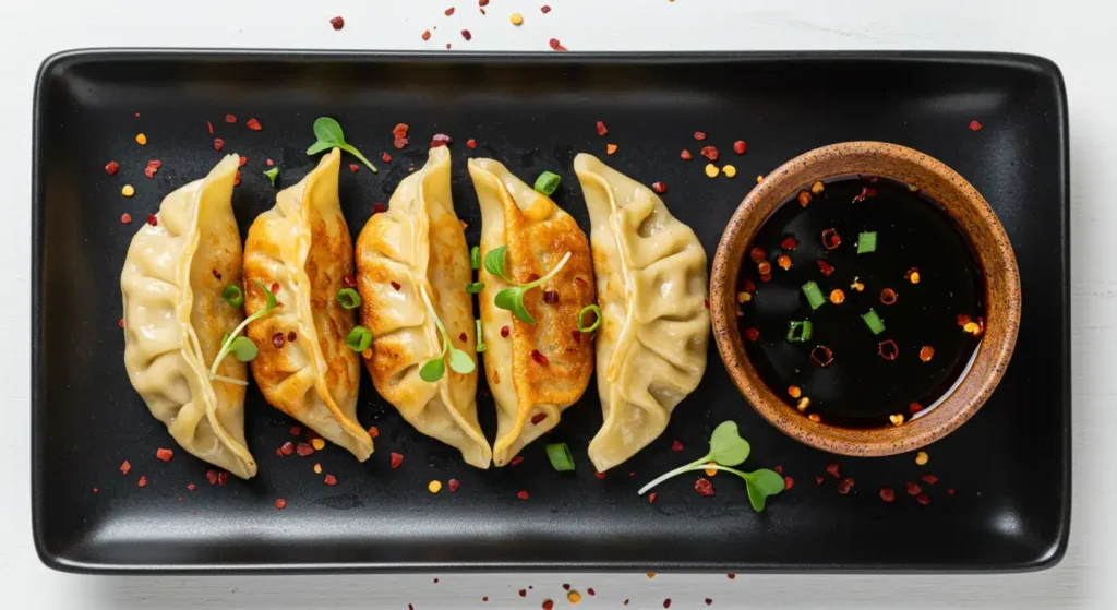 EDAMAME, TRUFFLE AND PULLED SHIITAKE GYOZA