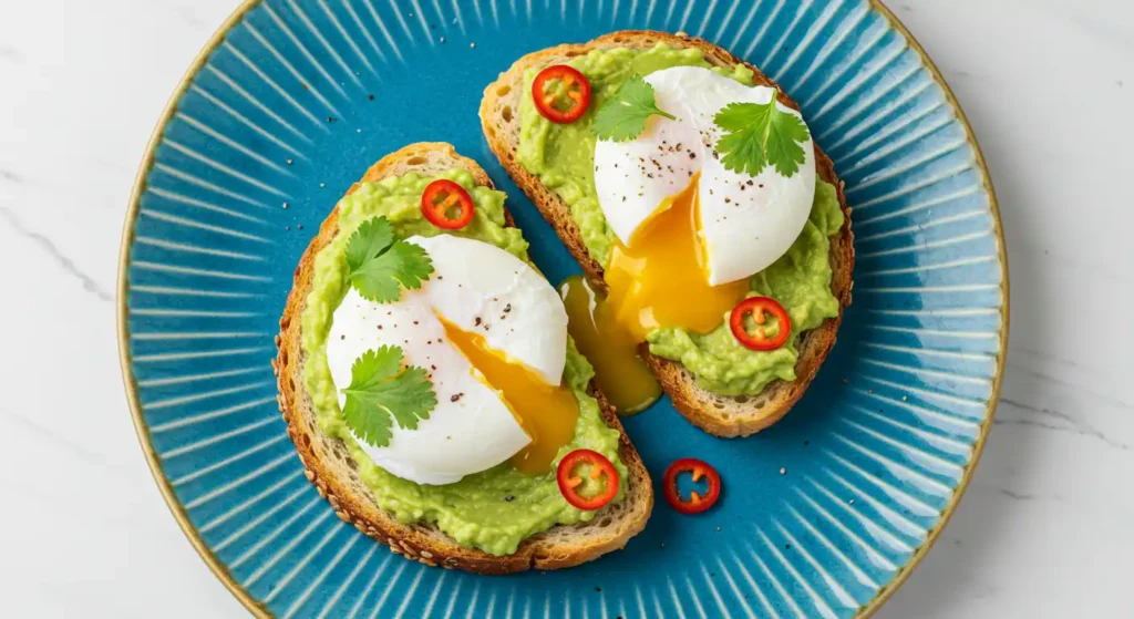 TOAST WITH TWO POACHED EGGS & AVOCADO (V)