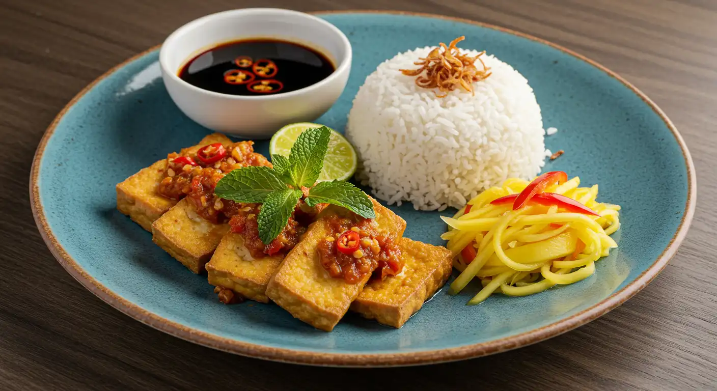Crispy sambal fry – yasai with Fried firm tofu
