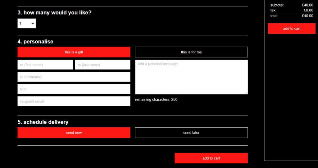 Personalise your egift Card